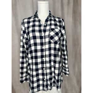 Old Navy Buffalo Plaid Flannel Shirt Tunic Button Front Small